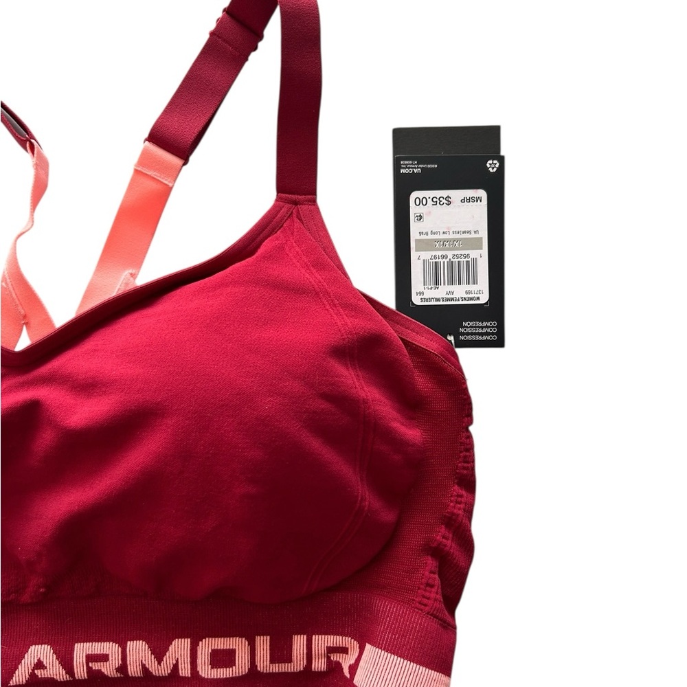 Under Armour Women's Crossback Burgundy and Pink Sports Bra - Picture 5 of 6